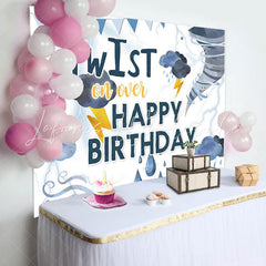 Lofaris Twist On Over Blue Thunderstorm Birthday Backdrop