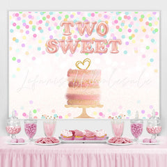 Lofaris Two Sweet Pink Cake Dots Happy 2rd Birthday Backdrop