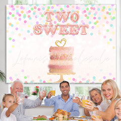 Lofaris Two Sweet Pink Cake Dots Happy 2rd Birthday Backdrop