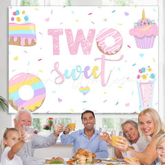 Lofaris Two sweet rainbow desserts Happy birthday Backdrop