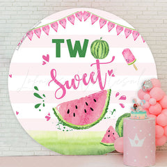 Lofaris Two Sweet Watermelon Round 2nd Birthday Backdrop