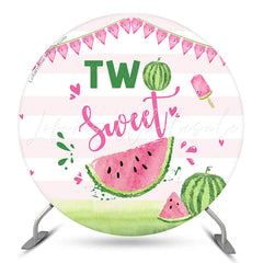 Lofaris Two Sweet Watermelon Round 2nd Birthday Backdrop