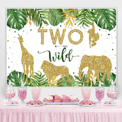 Lofaris Two Wild Green Palm Leaves Golden 2Rd Birthday Backdrop