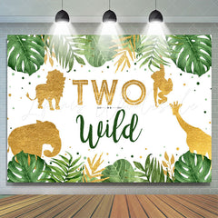 Lofaris Two Wild Tropical Jungle Animals 2nd Birthday Backdrop