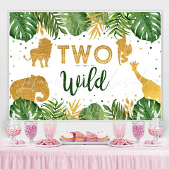 Lofaris Two Wild Tropical Jungle Animals 2nd Birthday Backdrop