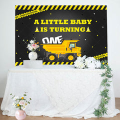 Lofaris Under Construction Little Baby 1st Birthday Backdrop