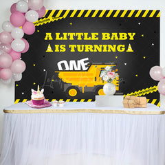 Lofaris Under Construction Little Baby 1st Birthday Backdrop