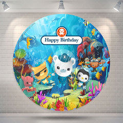 Lofaris Under The Sea Cute Animals Round Birthday Backdrop