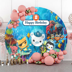 Lofaris Under The Sea Cute Animals Round Birthday Backdrop