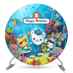 Lofaris Under The Sea Cute Animals Round Birthday Backdrop