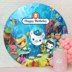 Lofaris Under The Sea Cute Animals Round Birthday Backdrop