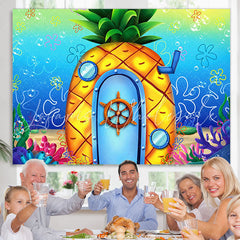 Lofaris Under The Sea Pineapple House Happy Birthday Backdrop