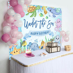 Lofaris Undersea Marine Life Happy Birthday Backdrop For Boy