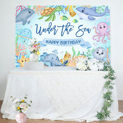 Lofaris Undersea Marine Life Happy Birthday Backdrop For Boy