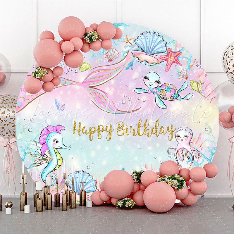 Lofaris Undersea Mermaid Coral Birthday Backdrop For Girls