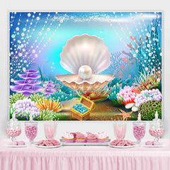 Lofaris Undersea White Pearl Mussels Backdrop for Baby Girl