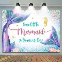 Lofaris Undersea World Mermaid Sea Horse 1st Birthday Backdrop