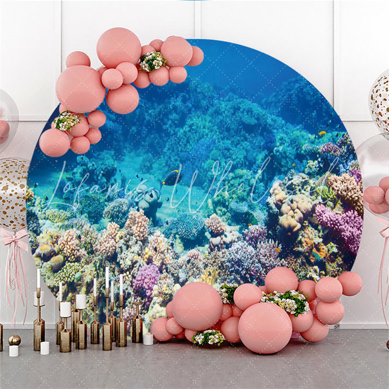 Lofaris Underwater Coral Reef And Fish Round Backdrop For Summer