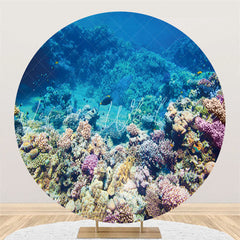 Lofaris Underwater Coral Reef And Fish Round Backdrop For Summer