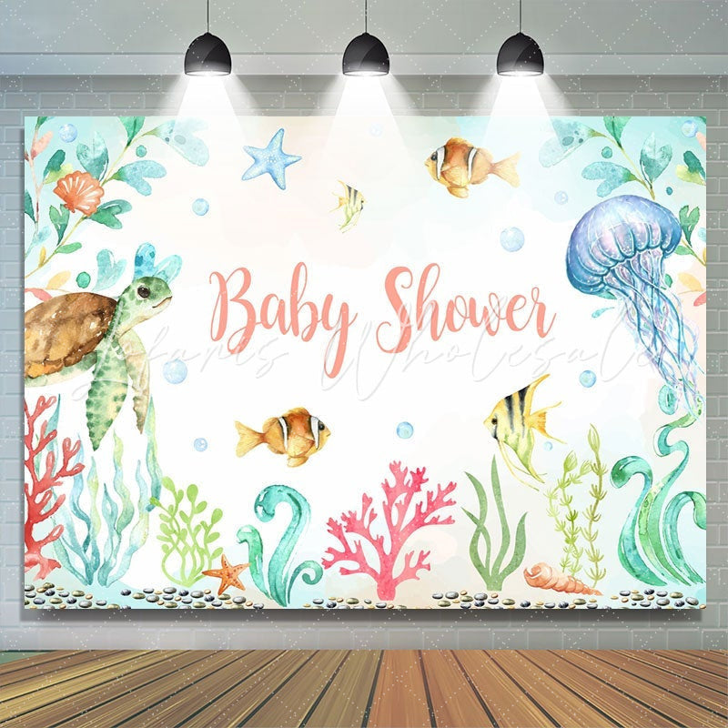 Lofaris Underwater Photoshoot Backdrop Summer Cartoon Fishes