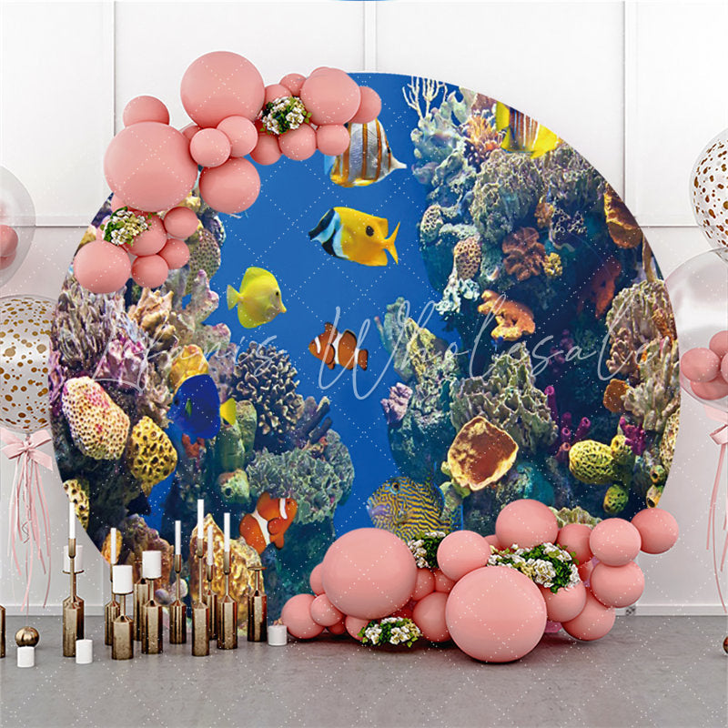 Lofaris Underwater World Of Clownfish And Corals Circle Backdrop