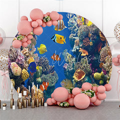 Lofaris Underwater World Of Clownfish And Corals Circle Backdrop