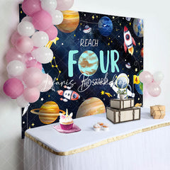 Lofaris Universe Astronaut Planet Stars 4th Birthday Backdrop