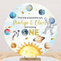 Lofaris Universe Planet Round Happpy 1st Birthday Backdrop