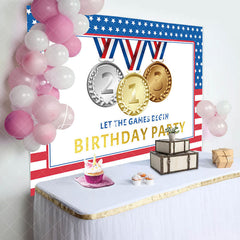 Lofaris Usa Flag Gold Medals Olympic Birthday Party Backdrop