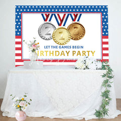 Lofaris Usa Flag Gold Medals Olympic Birthday Party Backdrop