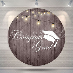 Lofaris Vertical Wooden Lights Circle Congrats Grad Backdrop