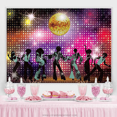 Lofaris Vintage 70s Disco Shining Neon Dancer Night Backdrop