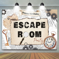 Lofaris Vintage Escape Room Party Happy Birthday Backdrop