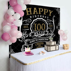 Lofaris Vintage Gold Black Perfection 100th Birthday Backdrop