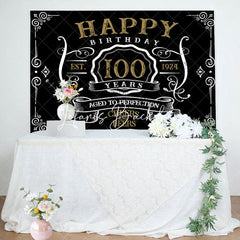 Lofaris Vintage Gold Black Perfection 100th Birthday Backdrop