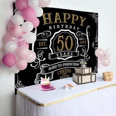 Lofaris Vintage Gold Black Perfection 50th Birthday Backdrop