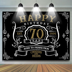 Lofaris Vintage Gold Black Perfection 70th Birthday Backdrop