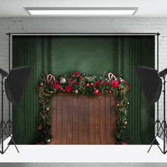 Lofaris Vintage Green Wall Leaves Bell Christmas Backdrop