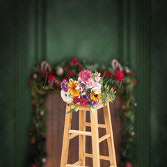 Lofaris Vintage Green Wall Leaves Bell Christmas Backdrop