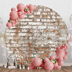 Lofaris Vintage White Red Brick Wall Round Party Backdrop