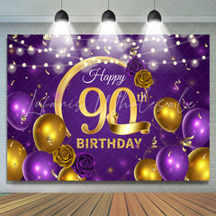 Lofaris Violet Balloon Floral Happy 90Th Birthday Backdrop