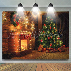 Lofaris Warm Room Light Fireplace Christmas Tree Backdrop