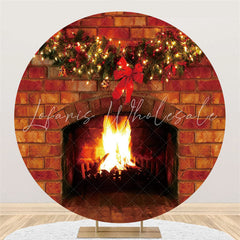 Lofaris Warmful Christmas Wreath Round Happy Holiday Backdrop