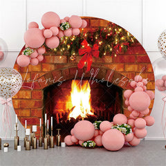 Lofaris Warmful Christmas Wreath Round Happy Holiday Backdrop