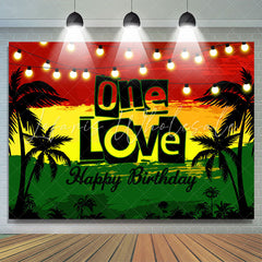 Lofaris Watercolor Beach Night One Love Happy Birthday Backdrop