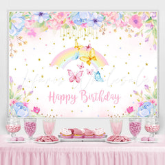 Lofaris Watercolor Flora Baby Girls Princess Birthday Backdrop