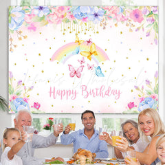 Lofaris Watercolor Flora Baby Girls Princess Birthday Backdrop