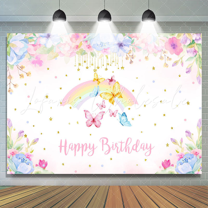 Lofaris Watercolor Flora Baby Girls Princess Birthday Backdrop