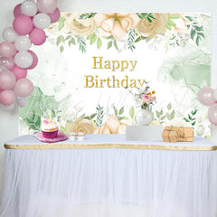 Lofaris Watercolor Floral Green Leaves Birthday Backdrop