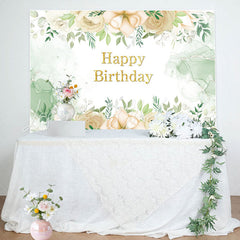 Lofaris Watercolor Floral Green Leaves Birthday Backdrop